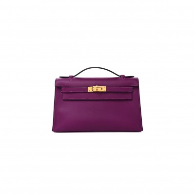 HERMES MASTER SWIFT KELLY POCHETTE CLUTCH ANEMONE (22*14*7cm) 